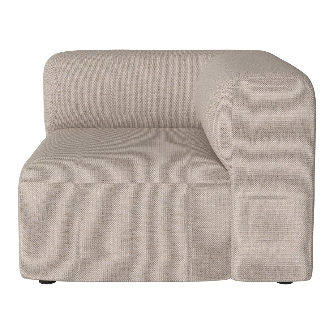 Light beige modular sofa with a smooth, textured fabric pattern. Modern and minimalist design.