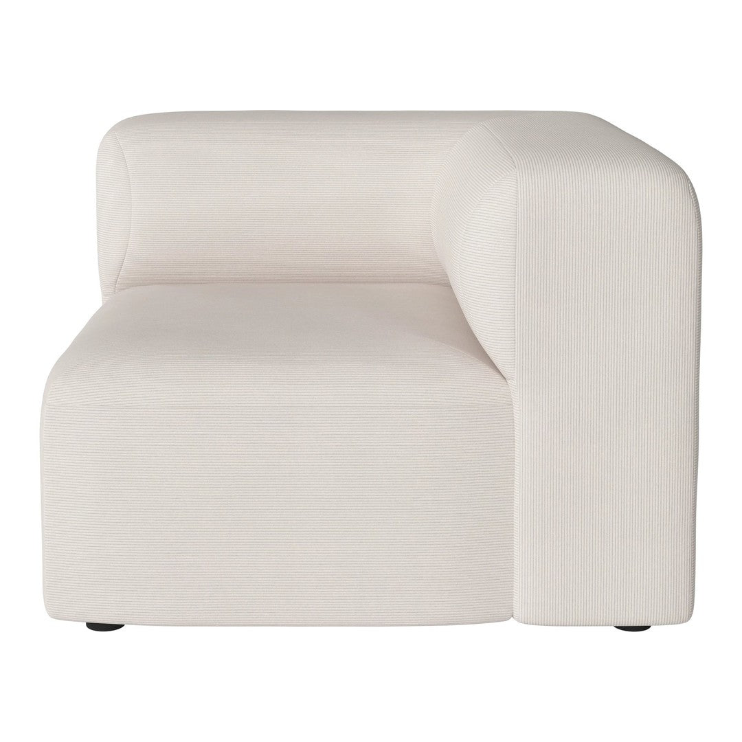 Cream upholstered modular sofa section with smooth, minimalist design and subtle texture. Perfect for modern interiors.