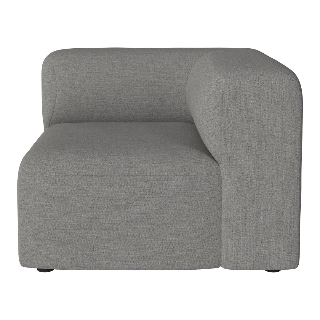 Gray textured corner sofa with a modern, minimalist design, perfect for contemporary living spaces.