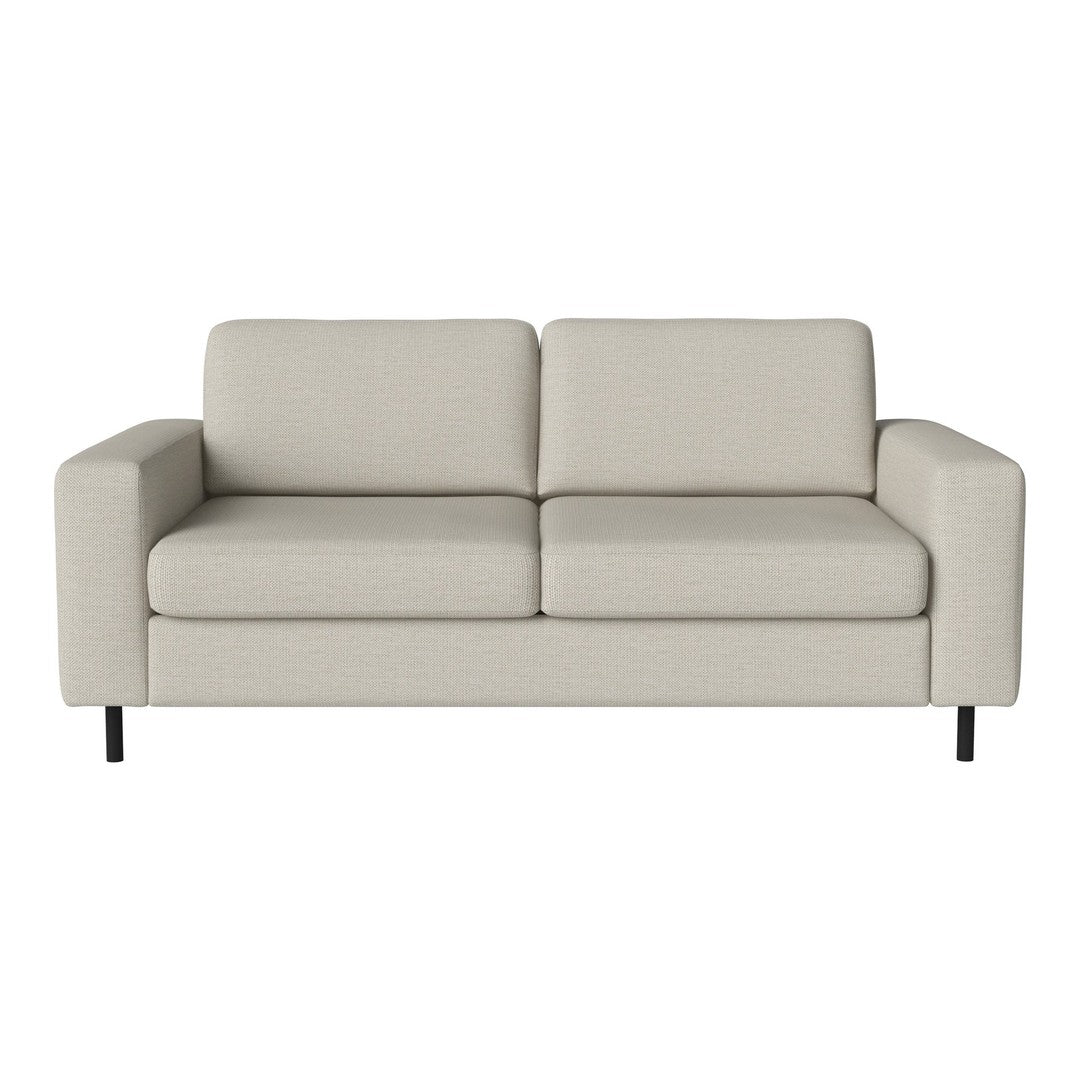 Light gray sofa with a smooth fabric finish and minimalist design, featuring subtle stitching details.
