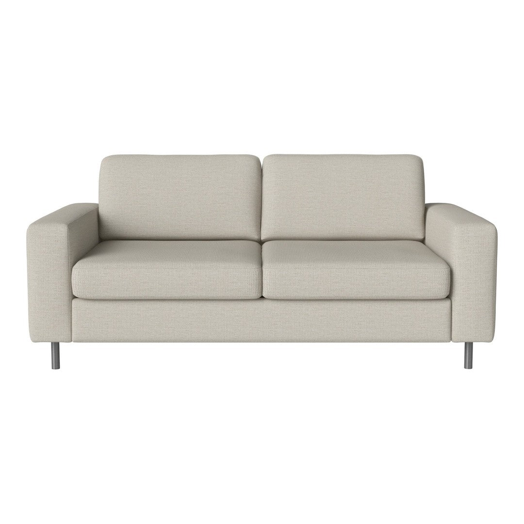 Cream-colored sofa with a smooth texture and modern design, featuring clean lines and minimalist style.