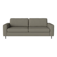 Gray modern sofa with a sleek design and smooth fabric, featuring clean lines and minimalist style. Great for contemporary decor.