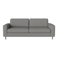 Gray minimalist sofa with a sleek design and clean lines, perfect for modern decor. 