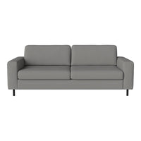 Modern gray sofa with a sleek, minimalist design and smooth fabric upholstery. Perfect for contemporary spaces.