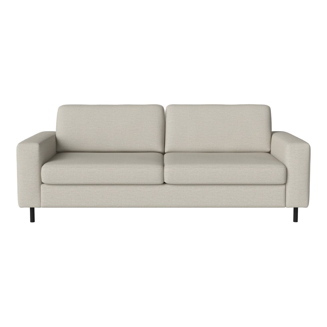 Light beige modern sofa with a sleek design and soft, solid fabric without any patterns. Ideal for minimalist decor.