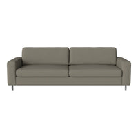 Modern grey sofa with a sleek, minimalist design and smooth fabric upholstery. Perfect for contemporary decor.