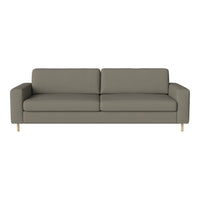 Gray modern sofa with clean lines and a minimalist design, featuring light wooden legs. Ideal for contemporary spaces.