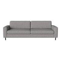 Gray modern sofa with clean lines and a minimalist design, featuring a textured fabric finish.
