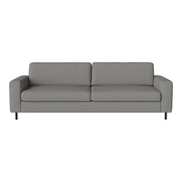 Stylish gray sofa with a sleek design and clean lines, featuring smooth upholstery and minimalistic appeal.