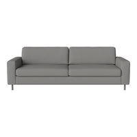 Modern gray sofa with a sleek, minimalist design and smooth upholstery. Perfect for contemporary interiors.