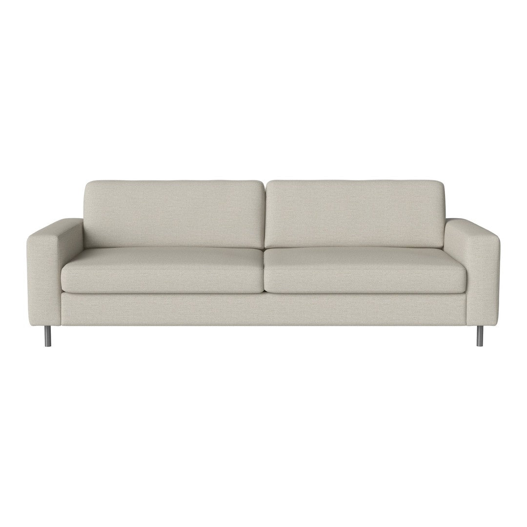 Light gray modern sofa with sleek lines and smooth surface, perfect for contemporary living spaces.