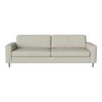 Light gray modern sofa with sleek lines and smooth surface, perfect for contemporary living spaces.