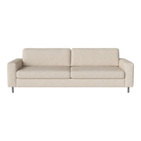 Beige sofa with a smooth texture and minimalistic design, featuring subtle patterns for a modern touch.