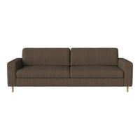 Modern brown sofa with a textured fabric and clean lines; perfect for contemporary living spaces.