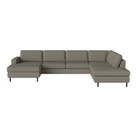 Modern gray sectional sofa with smooth fabric and clean lines, perfect for contemporary living rooms.