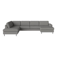 Modern gray sectional sofa with a minimalist design and soft fabric. Perfect for contemporary living spaces.