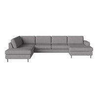 Modern gray sectional sofa with a clean, minimalist design and soft fabric upholstery. Ideal for contemporary living spaces.