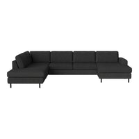 "Modern L-shaped sectional sofa in solid charcoal gray fabric with clean lines and minimalistic design."