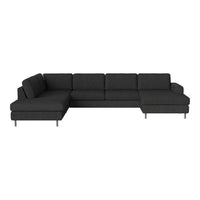 Modern black sectional sofa with plush cushions and sleek, minimalist design. Perfect for contemporary decor.