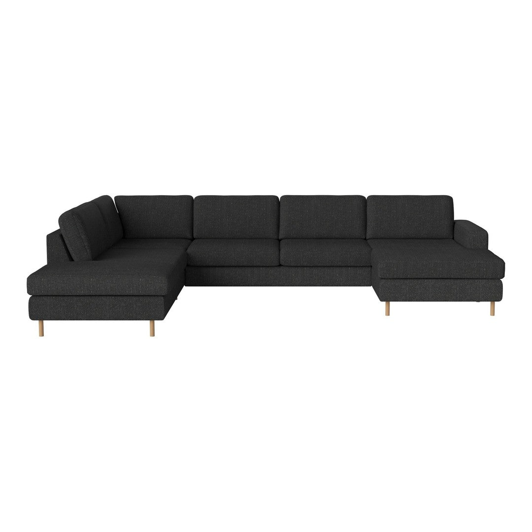 Stylish dark gray sectional sofa with clean lines and textured fabric. Perfect for modern living spaces.