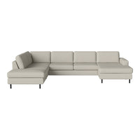 Light gray sectional sofa with clean lines and no visible patterns, ideal for modern living spaces.