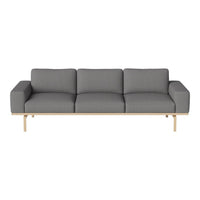 Gray upholstered sofa with solid wooden legs and a clean, modern design. Elegant and minimalist style for any space.