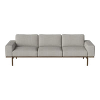 Light gray sofa with a sleek design and smooth fabric, featuring a minimalistic style and no visible patterns.