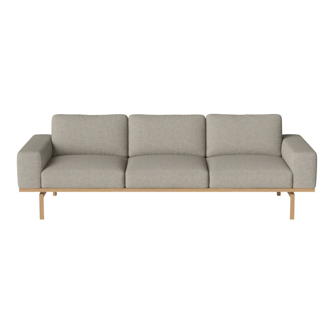 Light gray sofa with clean lines, featuring solid wood legs and a minimalist design, perfect for modern interiors.