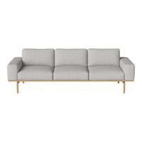 Light gray upholstered sofa with a modern design and natural wood legs. Minimalist and versatile for any decor.