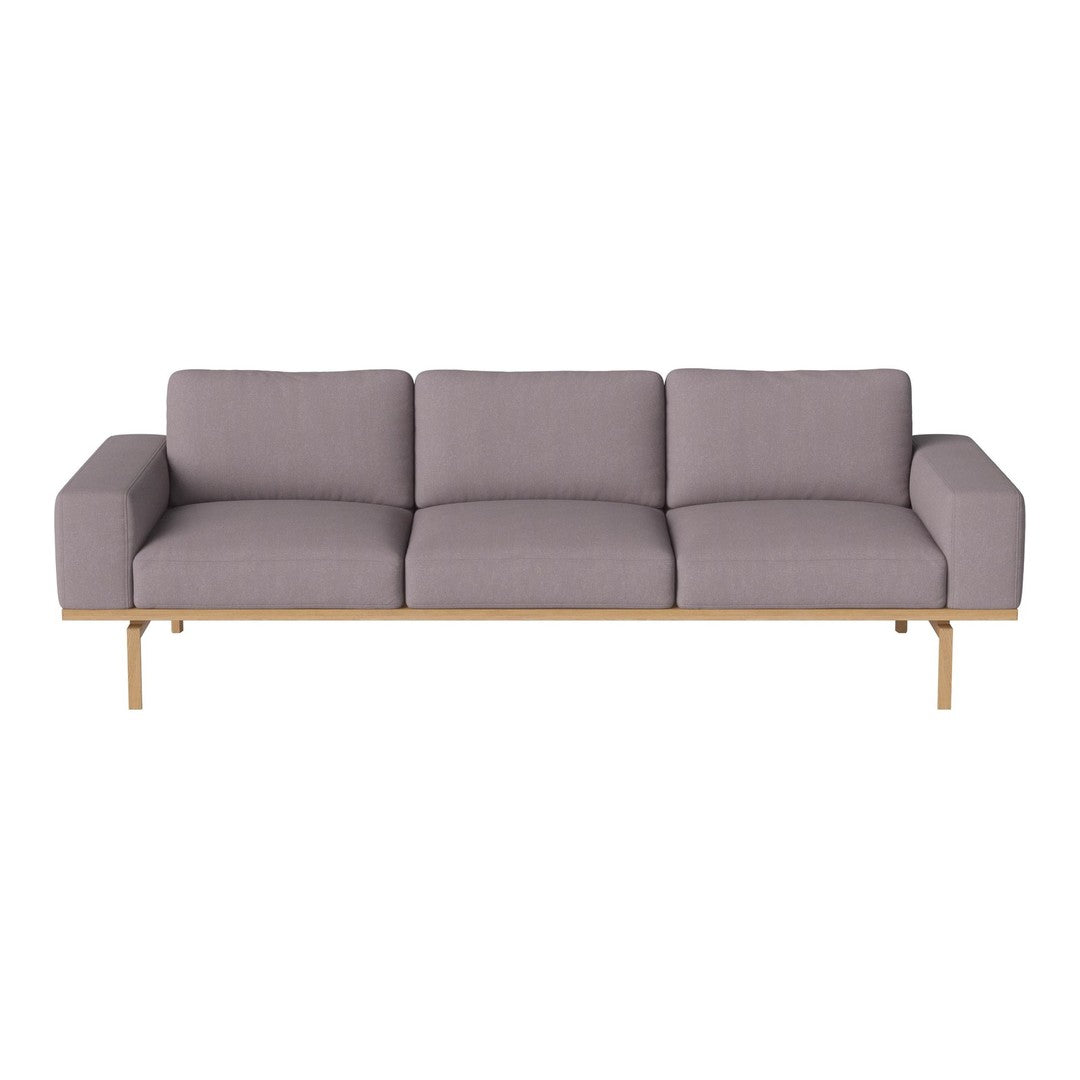 Gray fabric sofa with a simple, clean design and light wooden legs, ideal for modern home decor.