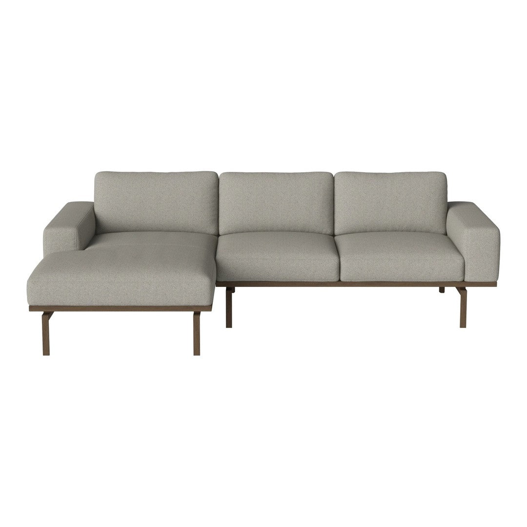Modern light gray sectional sofa with a minimalist design and subtle textured fabric. Perfect for contemporary interiors.