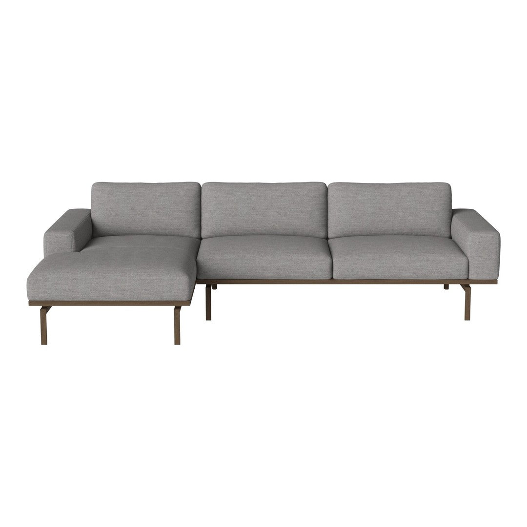 Gray fabric sectional sofa with a sleek design and minimalistic metal legs. Ideal for modern decor.