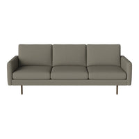 Light gray three-seater sofa with clean lines and no patterns, featuring sleek wooden legs for a modern touch.