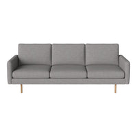 Stylish gray fabric sofa with a clean, modern design and wooden legs, perfect for contemporary living spaces.