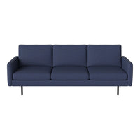 Modern navy blue sofa with a sleek design and smooth, minimalist upholstery. Perfect for stylish interiors.
