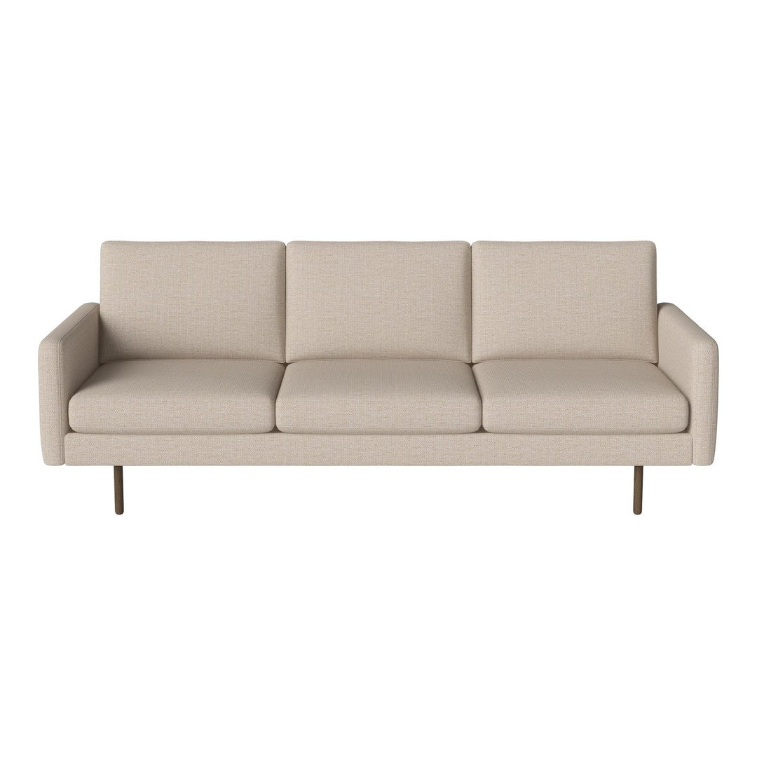 Light beige sofa with a smooth, minimalist design and clean lines. Perfect for modern living spaces.