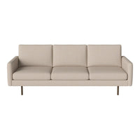 Beige upholstery with a smooth, minimalist design and straight lines; ideal for modern decor accents.