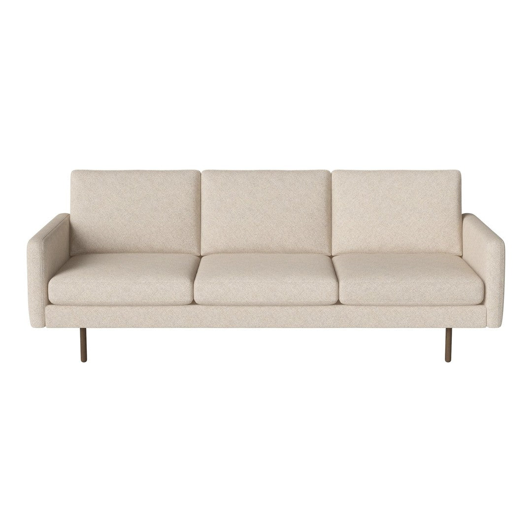 Light beige sofa with a subtle textured pattern and sleek, modern design. Ideal for minimalist decor.