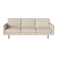 Light beige sofa with a subtle textured pattern and sleek, modern design. Ideal for minimalist decor.