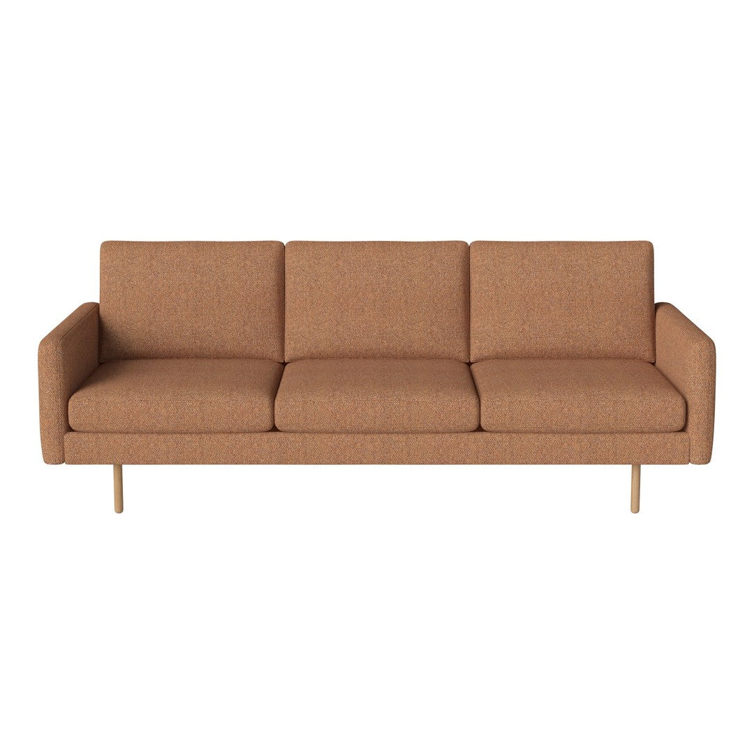 Brown textured fabric sofa with clean lines and minimalist design, featuring metal legs for a modern touch.