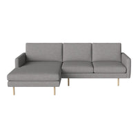 Gray fabric sectional sofa with clean lines and light wood legs, ideal for modern living spaces.