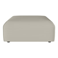 Light beige ottoman with a smooth, minimalist design, perfect for contemporary decor.