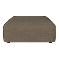 Neutral brown ottoman with a textured fabric finish, perfect for modern decor.