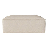 Beige ottoman with a smooth texture and minimalistic design, perfect for contemporary living spaces.