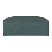 Teal textured ottoman with a sleek, modern design, perfect for stylish living spaces.