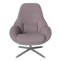 Soft lilac upholstery with smooth, modern contours and a sleek metal base. Perfect for contemporary decor.