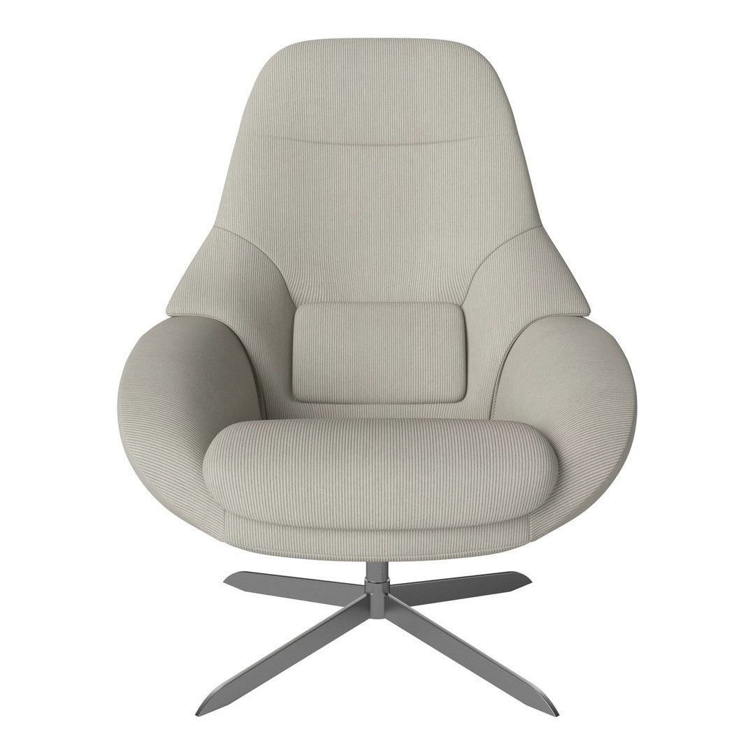 Light gray ergonomic chair with a smooth, minimalist design and a sleek metal base. Perfect for modern interiors.