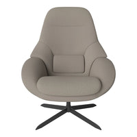 Stylish taupe swivel chair with a smooth, textured fabric and minimalist design, perfect for modern interiors.