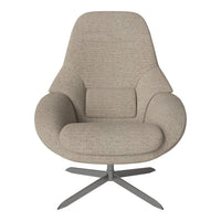 Light beige upholstered chair with a smooth, modern design and subtle textured pattern. Ideal for contemporary decor.