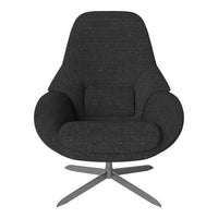 Modern gray upholstered chair with a textured pattern and sleek metal base. Ideal for contemporary interiors.